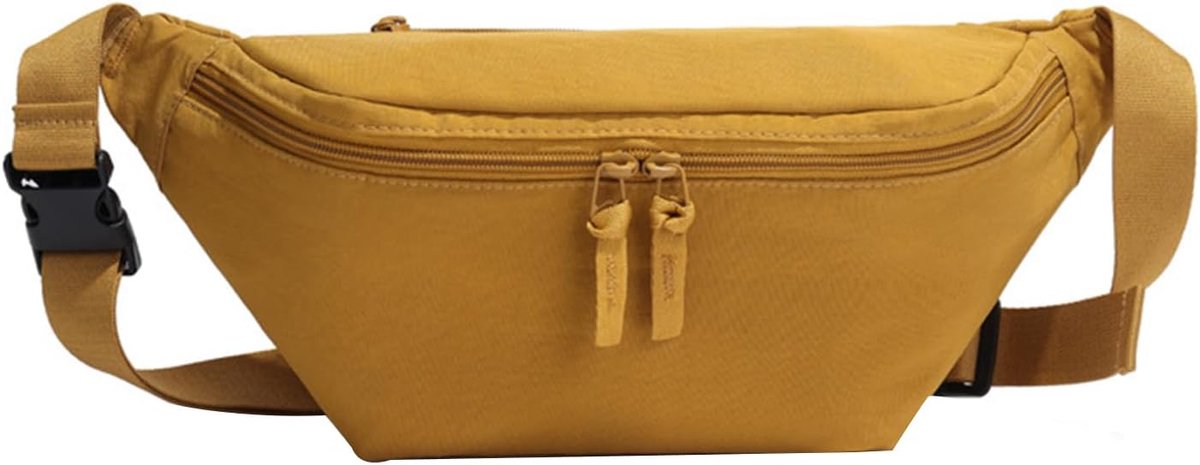 Thijox - Heuptas Bumbag voor Dames - Verstelbare Nylon Crossbody Tas - Halvemaan Schoudertas - Effen Gele Riemtas voor Dagelijks Gebruik, Winkelen, Re