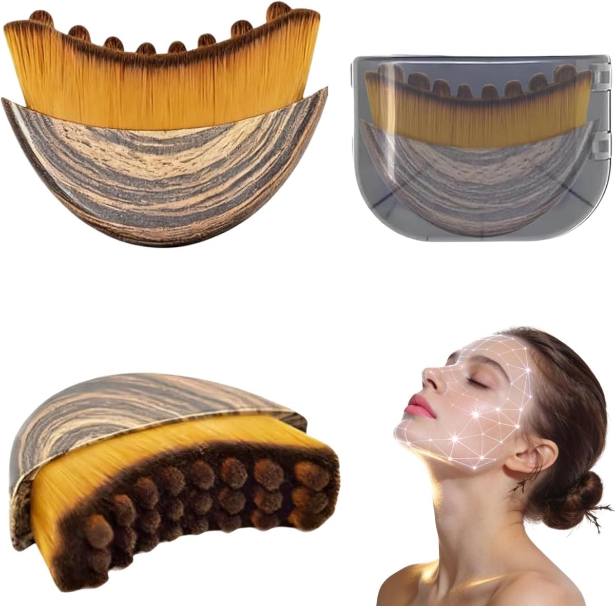 SnelShoppen - Lymphatic Face Contour Brush Set - 2x Lymfatische Afvoermassageborstels voor Gezicht en Nek - Droogborstels voor Strakheid en Verjonging