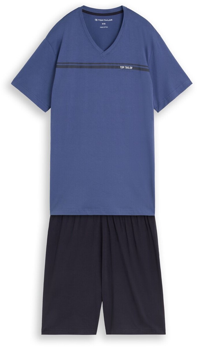 Tom Tailor - Pyjamaset met logoprint - Maat 50 - blue-medium-solid