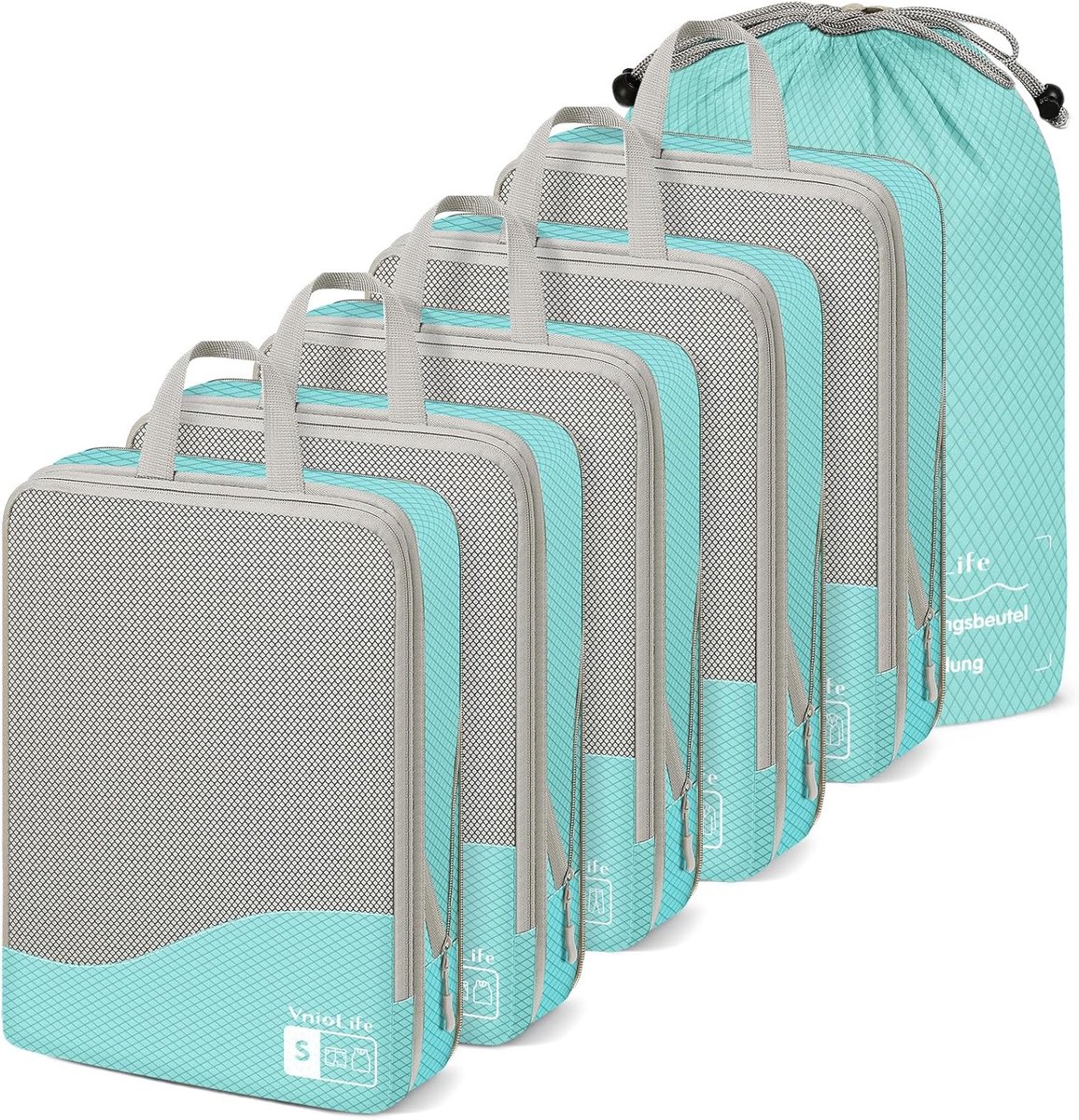 Compressiekubussen voor Koffers en Rugzakken - Reisorganizerset in Blauw