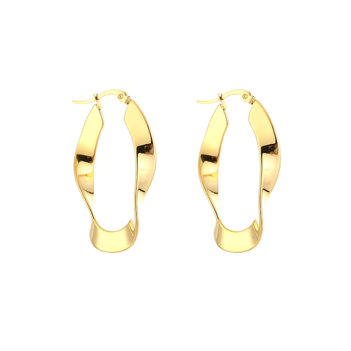 Stainless Steel Gedraaide Platte Hoop Oorringen – Trendy & Artistieke Oorringen - RVS
