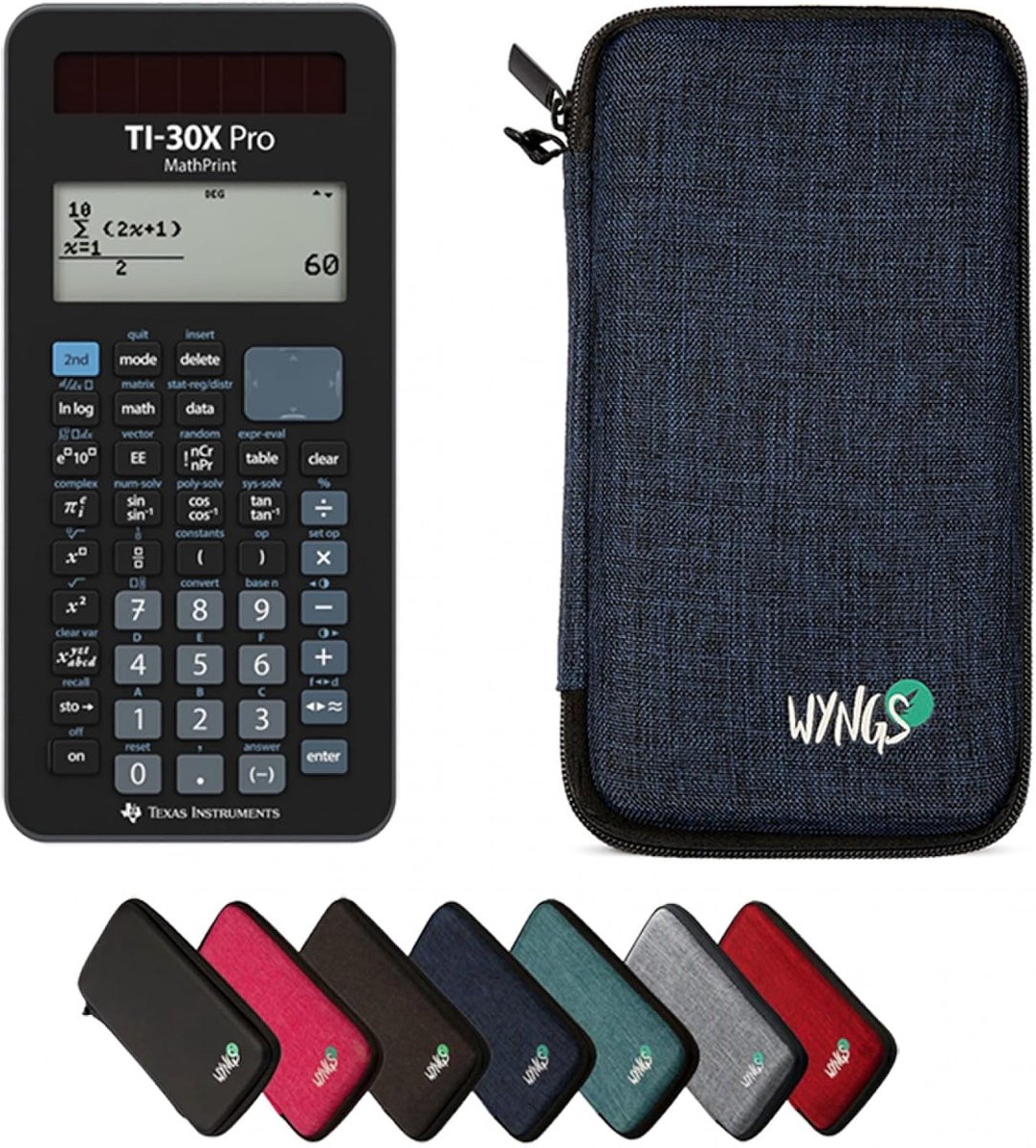 SnelShoppen - Basispakket Blauw met Rekenmachine, TI-30X Pro MathPrint, Kansberekening, Hoogwaardige Display, Zonne-energie en Batterij, Inclusief Bes