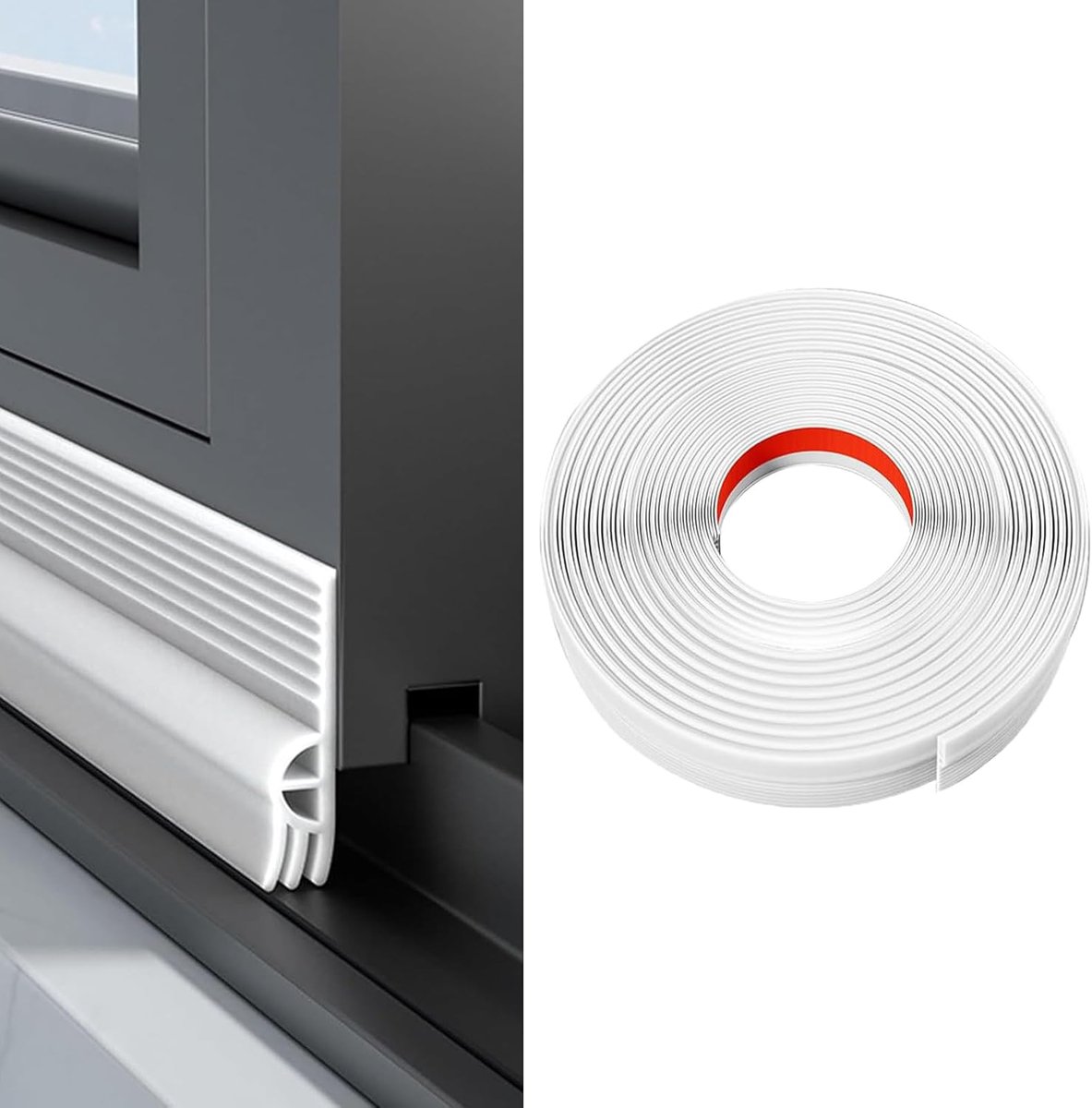 SnelShoppen - Draft Stopper 200 cm - Anti-Draft Deur en Raam Isolator - Waterdichte TPE Dichtstrip voor Koude, Geluid en Insecten - Wit
