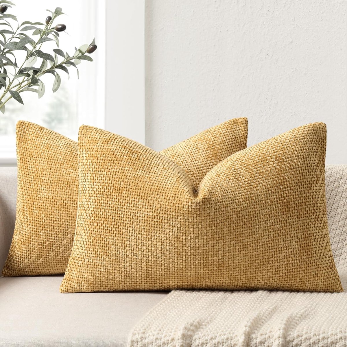 SnelShoppen - ZWJD Kussenhoezen 40x60 Set van 2, Chenille Sofa Kussen Covers, Luxe Decoratieve Kussens voor Bank, Bed en Woonkamer, Zachte Home Decor
