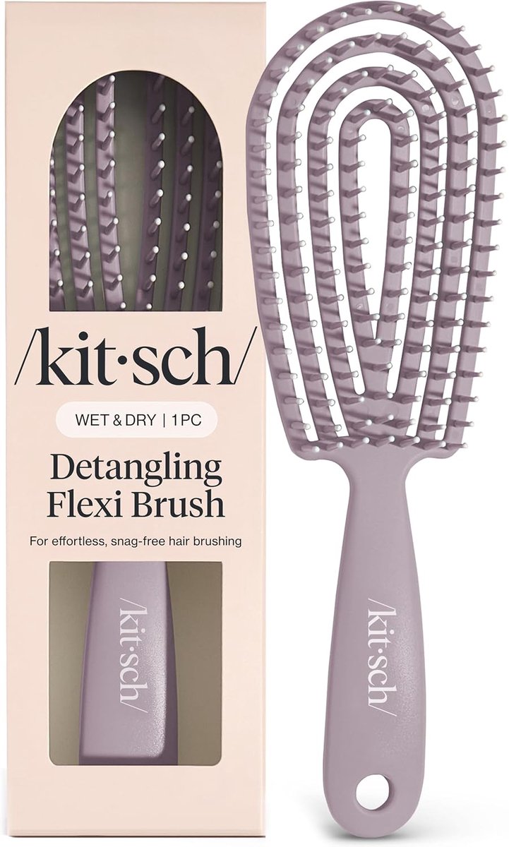 SnelShoppen - Kitsch Detangling Hair Brush - Flexibele Haarkam voor Dames, Heren en Kinderen - Ontklitborstel voor Krullend Haar - Buigbare Haarborste