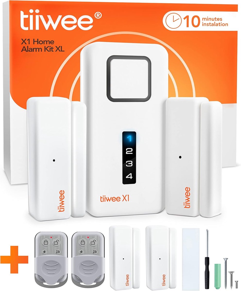 SnelShoppen - Tiwee X1XL Home Alarm Systeem - Uitbreidbaar, Lange Batterijduur, Geluidsalarm, Indicatorlicht, Geschikt voor Thuisbeveiliging