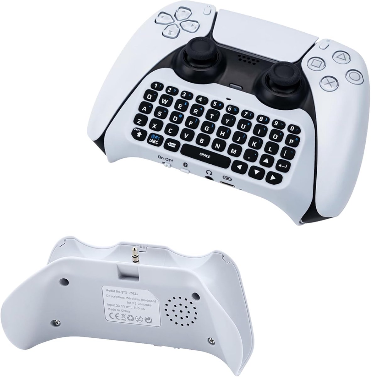 SnelShoppen - Draadloos Toetsenbord voor PS5-controller - Bluetooth 3.0 Gamepad Chatpad met Ingebouwde Luidspreker en 3,5 mm Audioaansluiting - Ergono