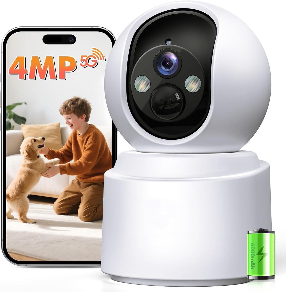 SnelShoppen - 2.5K 4MP Draadloze Beveiligingscamera Binnen, 360° WLAN Camera met Kleur Nachtzicht, Bewegingsdetectie, 2-Wege Audio, Voor Baby/Huisdier