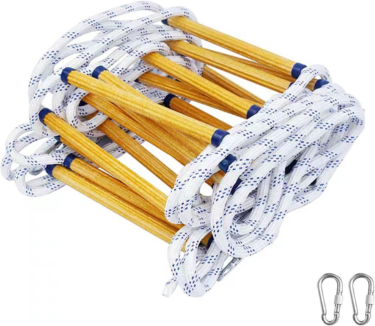 SnelShoppen - Rope Ladder 8M, Brandvertragende Redladder met 2 Haken, Voor 2-3 Verdiepingen, Ideaal Voor Balkon en Hek, Tot 120 kg Draagkracht