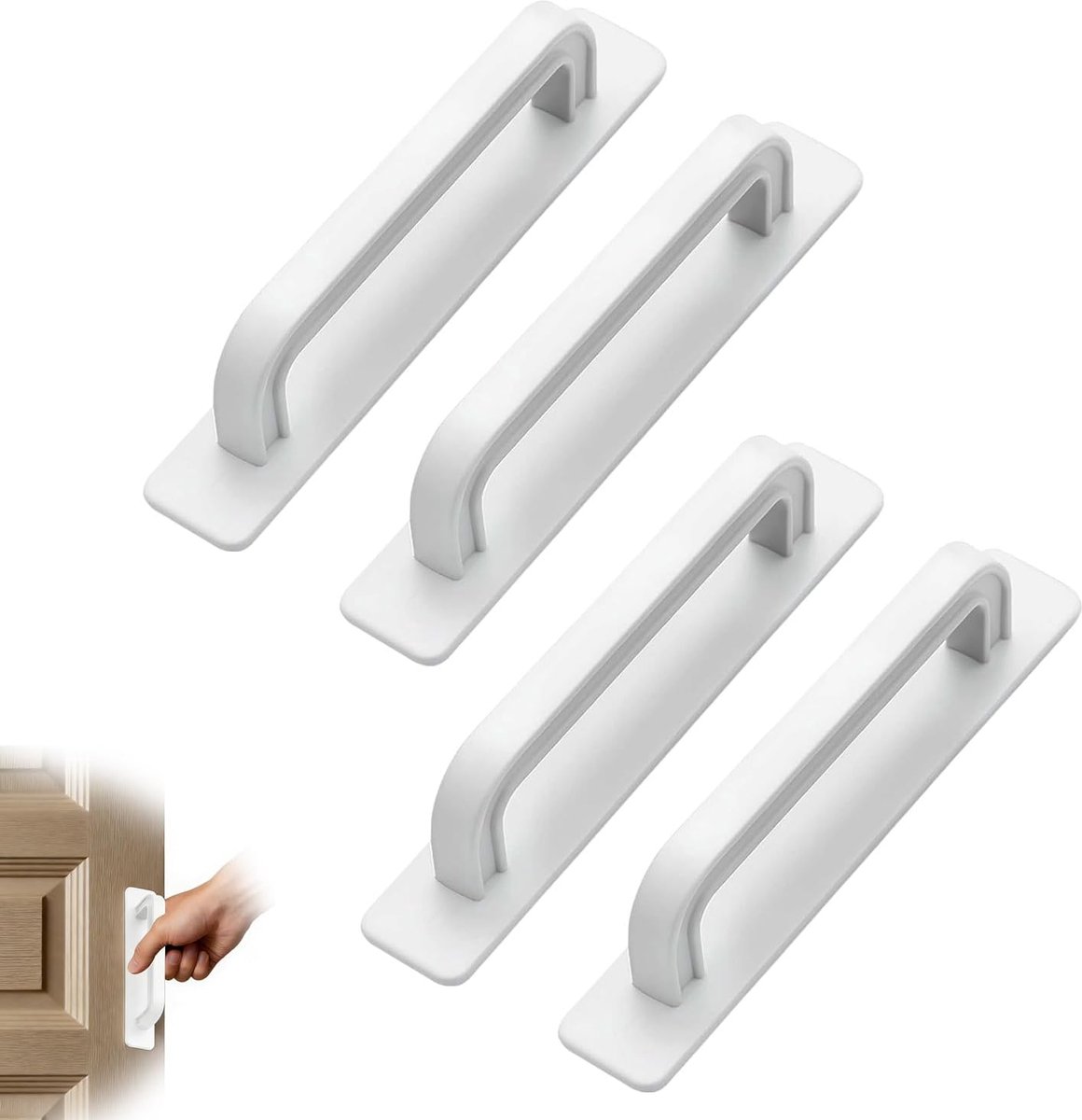 SnelShoppen - Pack van 4 Zelfklevende Handvaten, Hoogwaardige Balkon- en Terrasdeur Handgreep, Geen Boren, Eenvoudig Plakken voor Meubels, Kasten, Ven