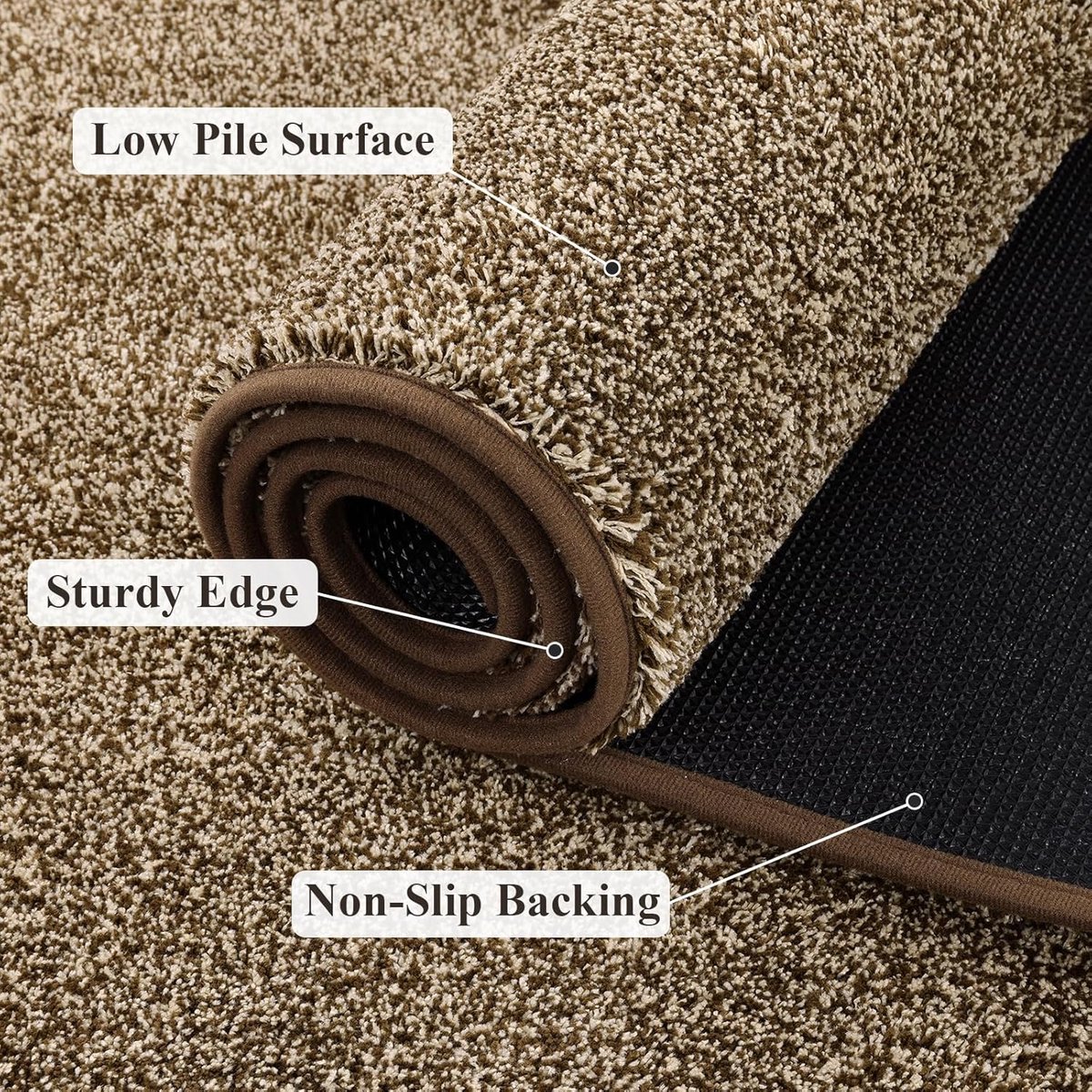 SnelShoppen - Hallway Carpet Runners 80x300cm - Non-Slip Keuken Vloerkleed - Machine Wasbaar - Khaki - Duurzaam Polyester - Perfect voor Hal, Gang, Ke