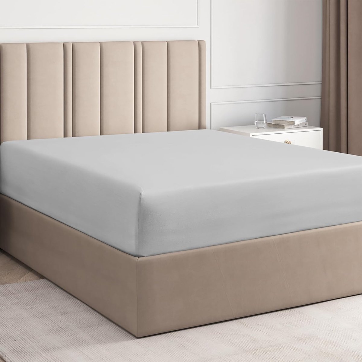 SnelShoppen - Fitted Sheet 160x200 cm - 100% Katoen - Geschikt voor Matrassen tot 30 cm Hoog - Premium 400 Draadcount - OEKO-TEX Gecertificeerd - Enke