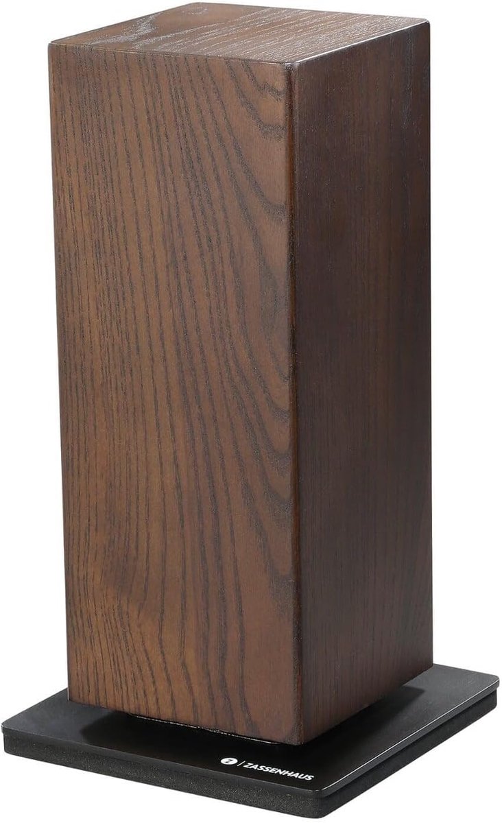 Thijox - Magnetisch Messenblok Houten Messenhouder voor 8 Messen, Draaibaar en Meerzijdig Gebruik, Essenhout Roestvrij Staal, 13x13x25,5 cm voor Keuke