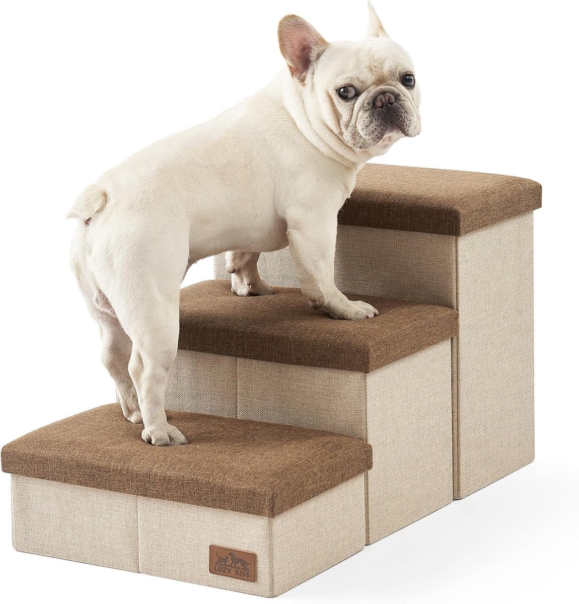 SnelShoppen - COZY KISS Honden Trap met Opbergruimte, Vouwbare Hondenladder met Lekvrije Hoes, Ideaal voor Kleine Honden en Katten, Lichtgewicht en Co