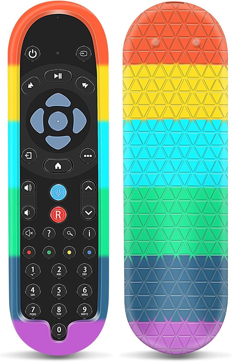 SnelShoppen - Beschermhoes voor Sky Q afstandsbediening EC201 EC202 - Antislip Siliconen Hoes - Stootvast en Kleurrijk (Regenboog) - Perfect voor Smar