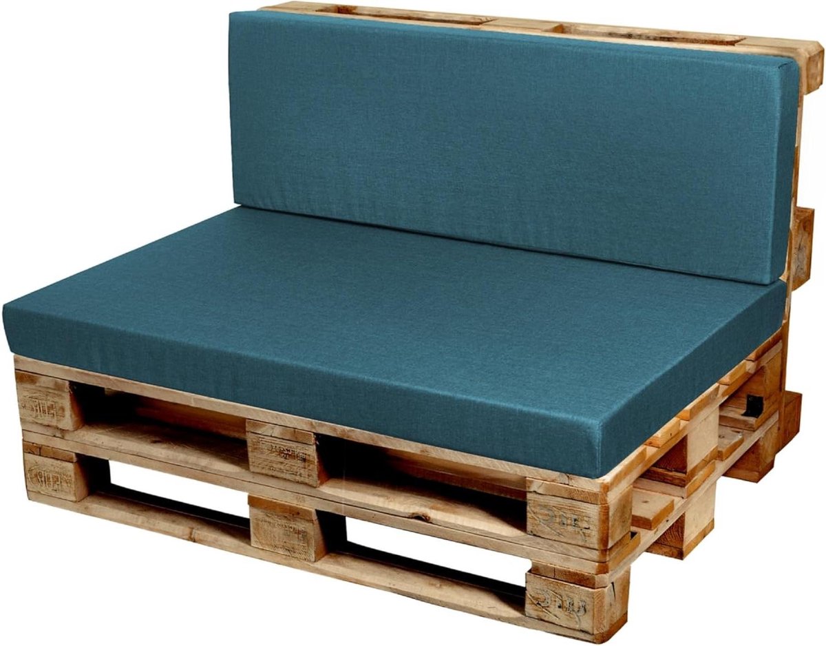 Palletkussens Set - Loungekussen Bank - Buiten Zitten - UV-bestendig Polyester - 120x80+120x60 - Turkoois