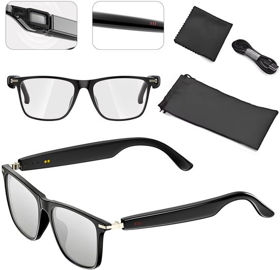 AI-slimme bril - Ondersteunt 45 talen - Draadloze Bluetooth-muziek - Fotochromatische lens - Slimme vertaling - Belfunctie - Fotochromatische kleurverandering - ABS - Zwart — afbeelding 5