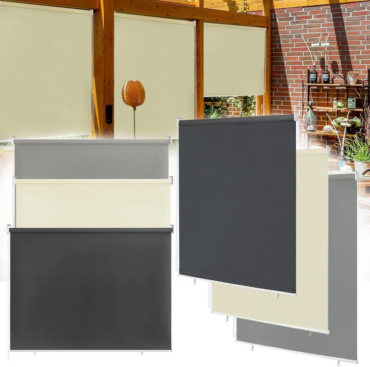 Rolgordijn Buiten - Verticale Zonwering - Privacy Creëren - UV Beschermend - 140 x 240 cm 