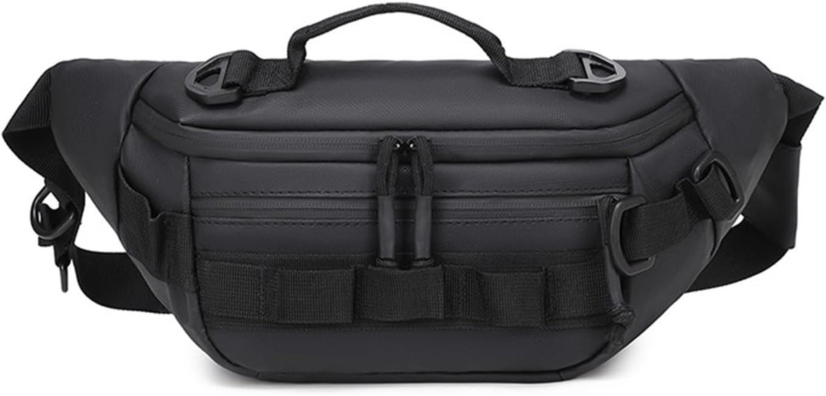 VHV - Heuptas - Crossbody tas en riemtas - Voor wandelen, fietsen, vissen en reizen - Voor dames en heren - 38*17*10cm - Zwart