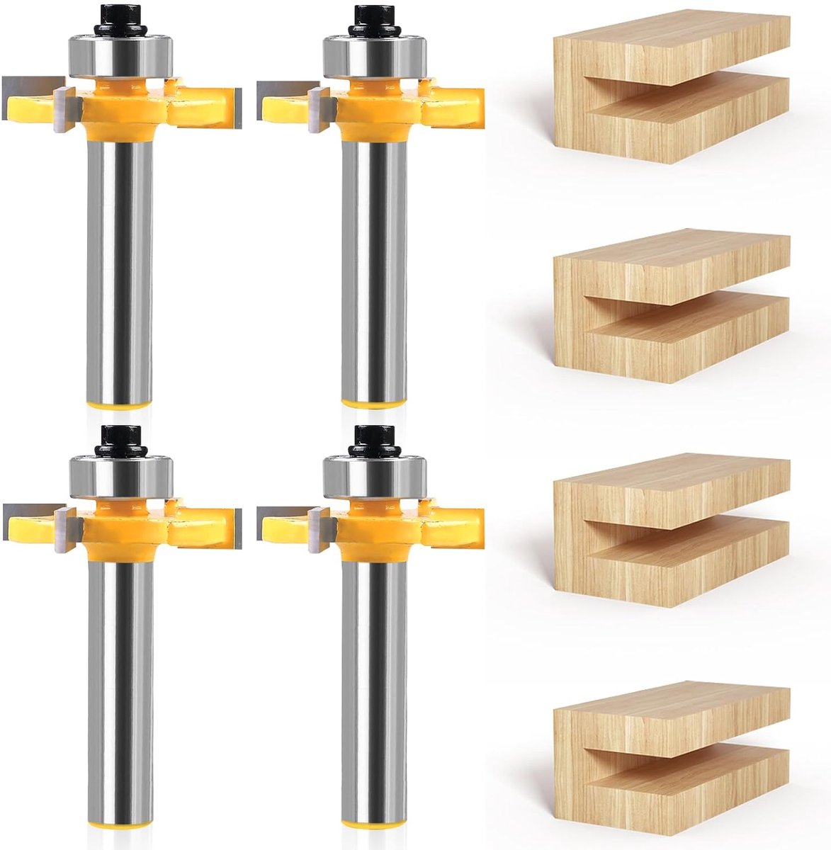 SnelShoppen - Disc Router Cutter Set 4 Stuks 8mm Shank, Groeffrees Bit voor Graveren, Trimmen, Hoogwaardige Snijgereedschap voor Houtbewerking