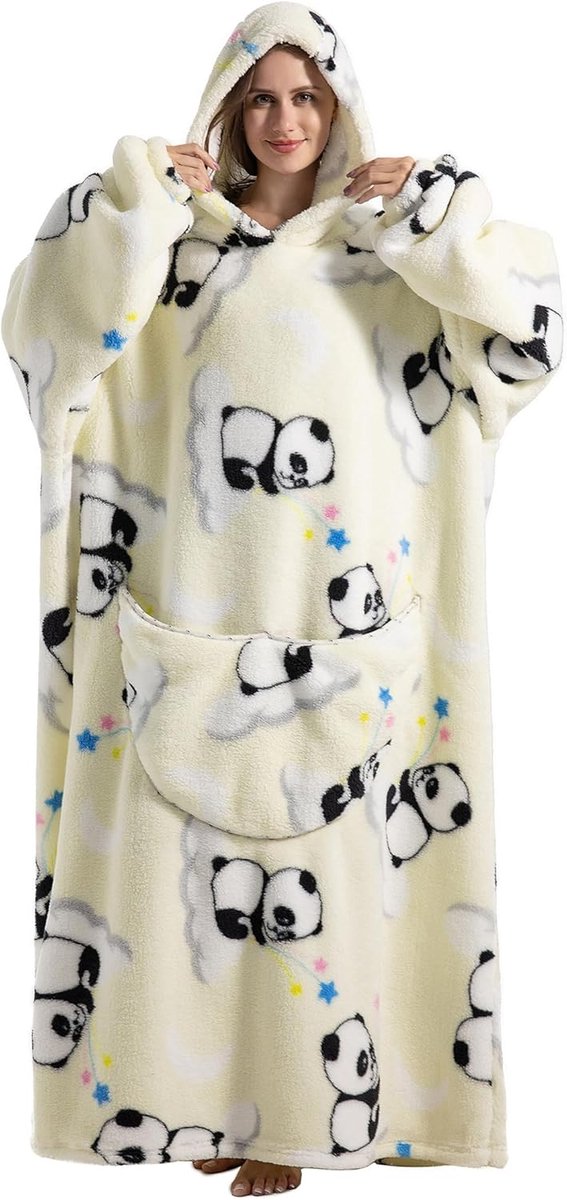 SnelShoppen - Extra lange oversized blanket hoodie voor dames, zachte fleece, draagbare deken, fluffy giant hooded sweatshirt voor tieners, ideaal voo