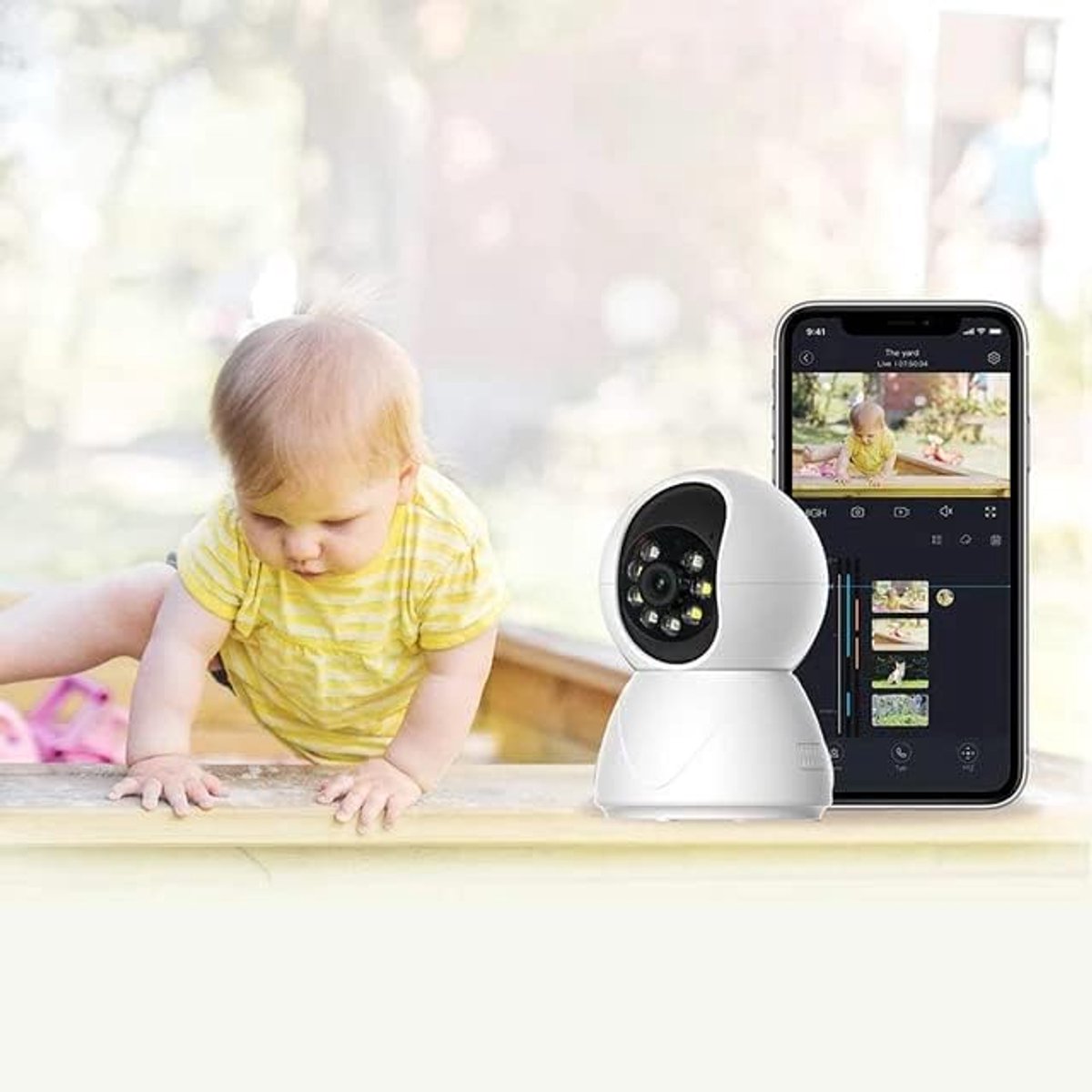 SnelShoppen - Baby Monitor met Camera en App - 1080p HD Wifi Nachtzicht - Voor iOS en Alexa - Beveiligde Verbinding - Ideaal voor Baby's en Kinderen