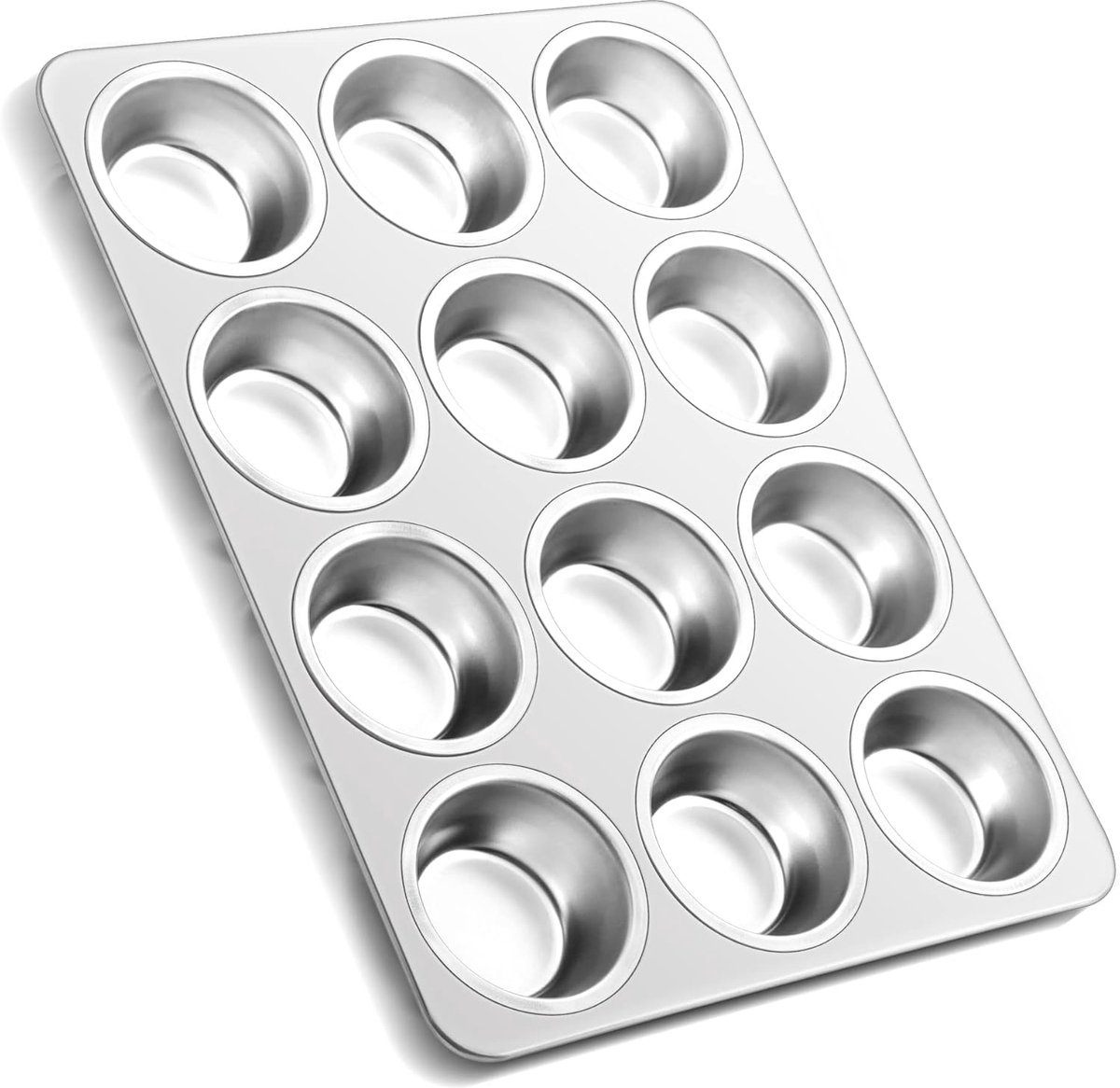 SnelShoppen - Muffin pan RVS voor 12 muffins, oven- en vaatwasserbestendig, veilig en duurzaam, ideaal voor feestjes en bakken in de keuken