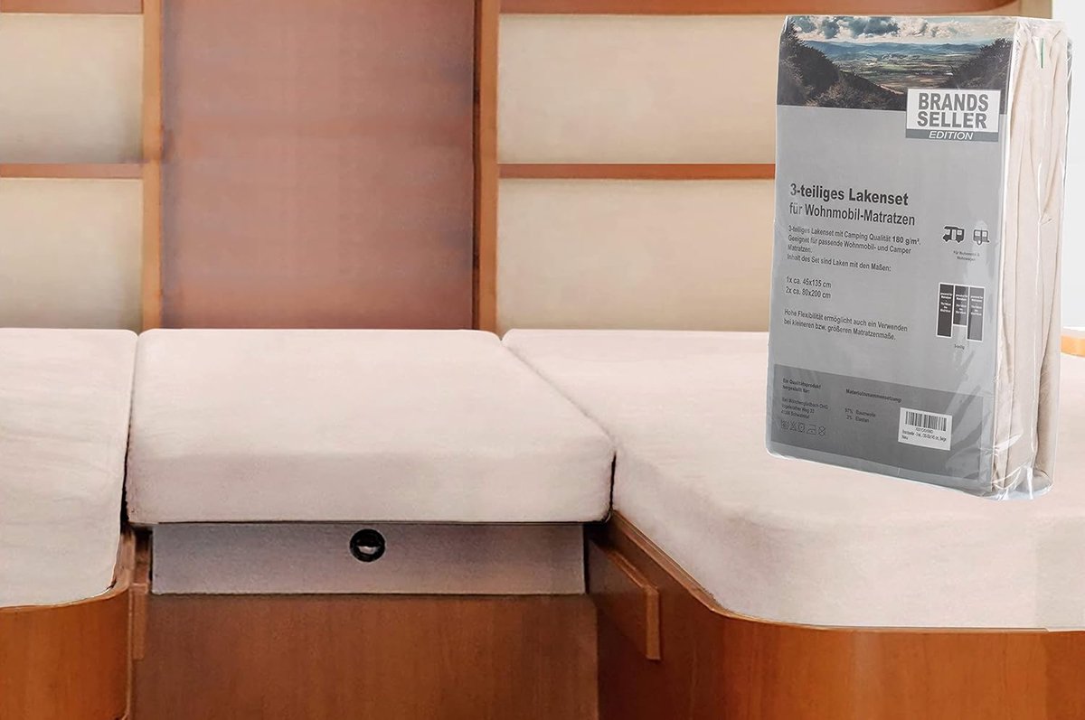 SnelShoppen - Fitted Sheets Set van 3 voor Caravan Motorhome Achterbed - Stretch Katoen en Elastan - 70 x 190 cm, 85 x 210 cm (2x) en 35 x 130 cm - 50