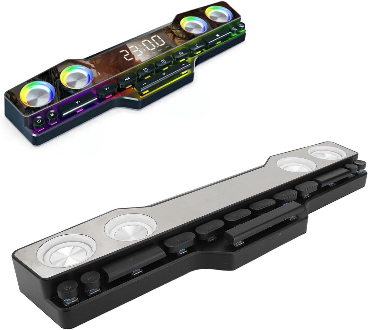 6461773551757 RGB-soundbar voor laptop, dynamische Bluetooth-computerspeakers met verliesvrije geluidskwaliteit, gaming-soundbar met kleurrijke verlichting, USB-gevoede speakers voor pc-monitor
