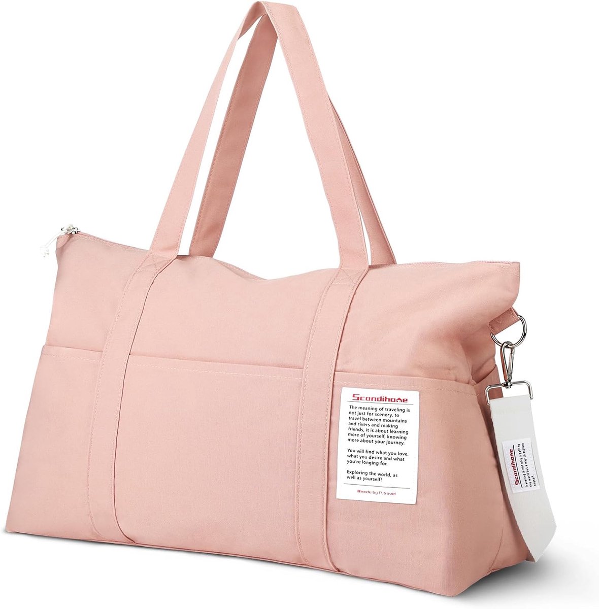 SnelShoppen - Dames Sporttas Reistas Weekender Tas met Trolley Cover Waterdicht Gym Reisbagage Handbagage Roze One Size Modern