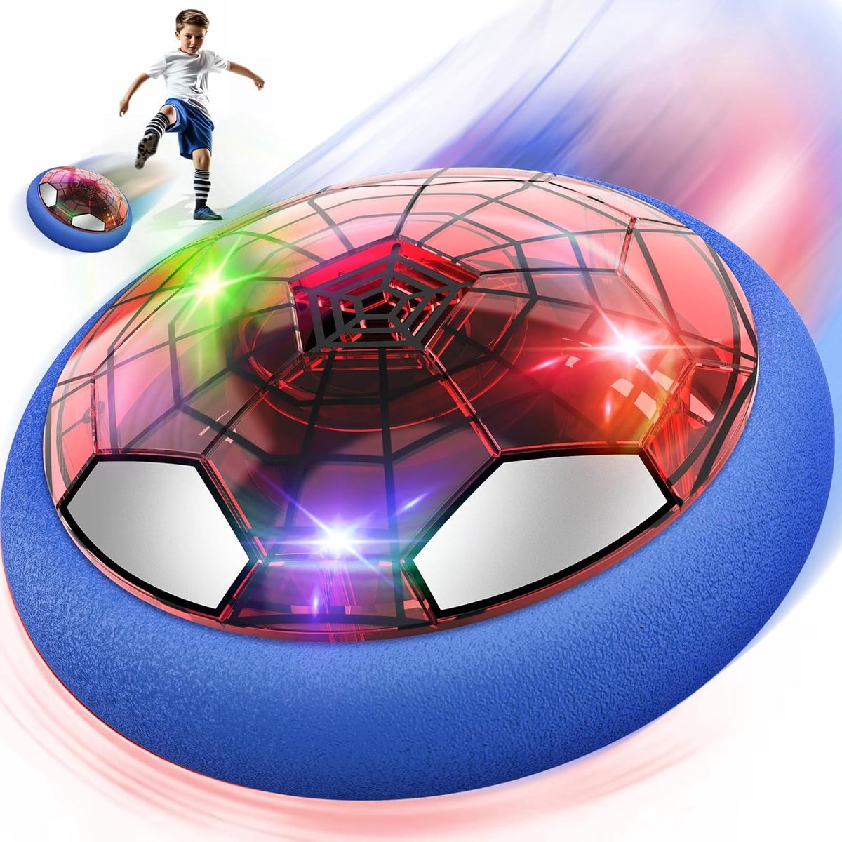 SnelShoppen - Spider Soccer Hovercraft Air Power Football - Kinderspeelgoed voor Jongens en Meisjes 3-9 Jaar - Oplaadbare Hovercraft met LED Licht - I