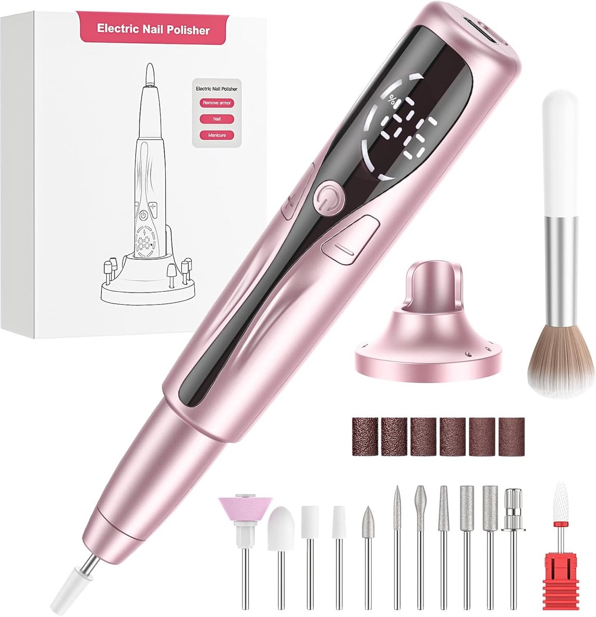 SnelShoppen - Draadloze Nagelfrees met Multifunctioneel Oplaadstation, Professionele Elektrische Nagelvijl voor Gel Nagels, Ideaal voor Thuis en Salon