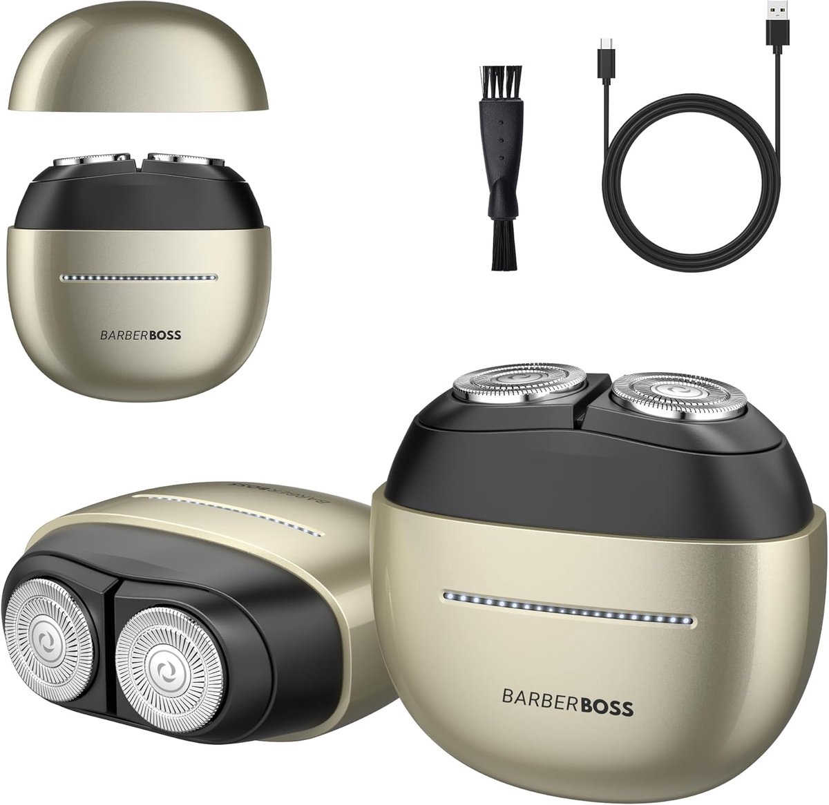 SnelShoppen - Compacte Elektrische Scheerapparaat voor Mannen, Slimme Touch-Sensor Controle, Draaibaar Mes met Dubbele Ring, 9000RPM Motor, Hygiënisch