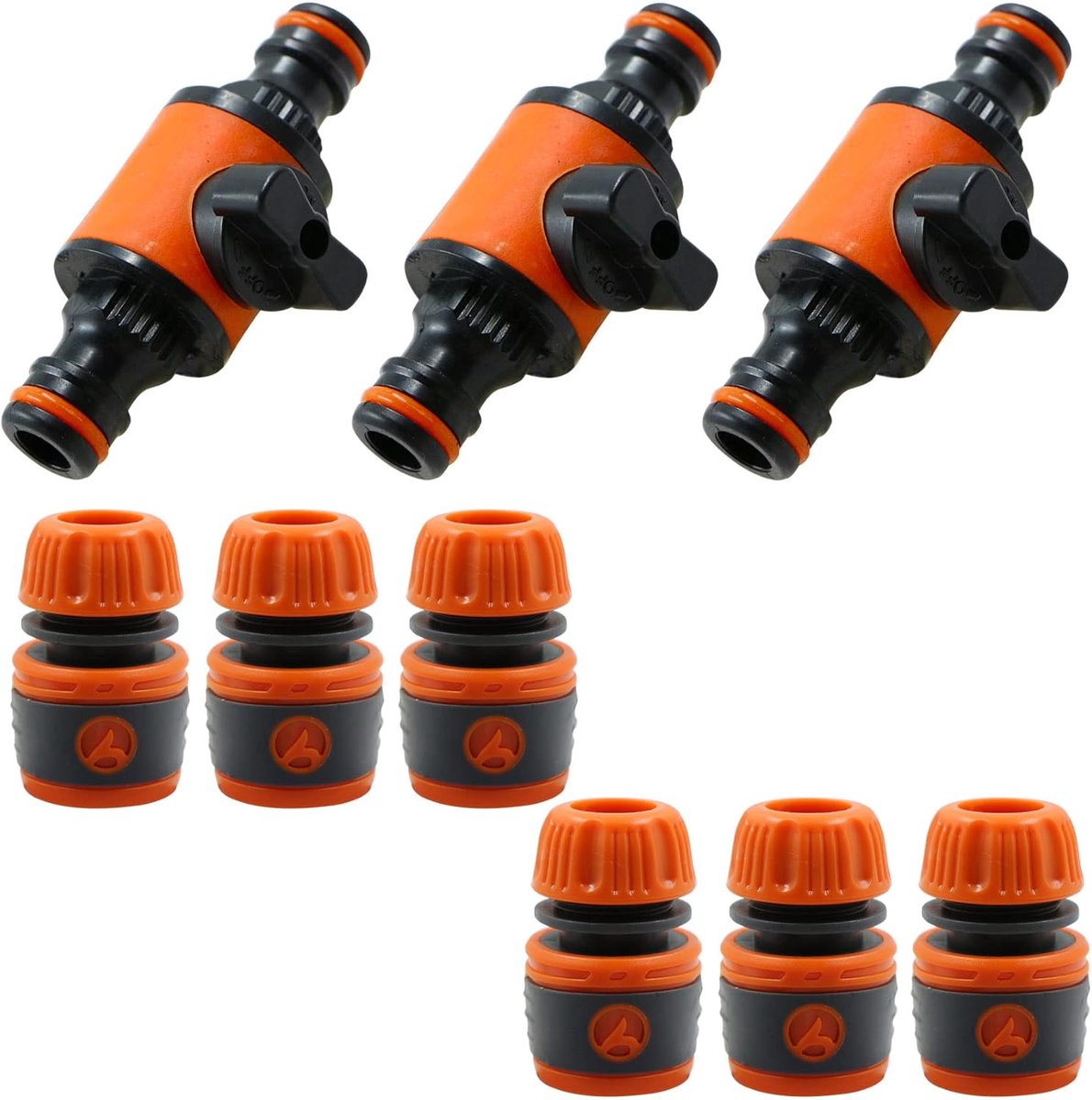 SnelShoppen - Tuinslang-verbindingsstuk, slangkoppeling met regelventiel, afsluitkraan, 1/2 inch waterslangconnector, 3 stuks voor tuin en buitengebru
