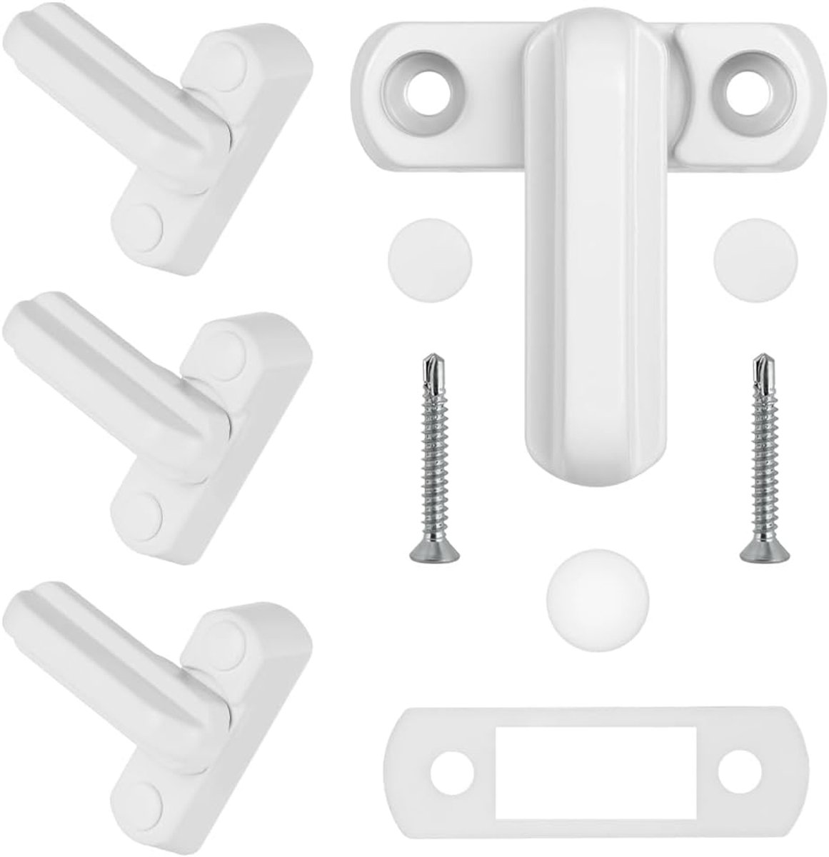 SnelShoppen - Flintronic Vensterbeveiliging 4 Stuks Raamslot Zwenkvergrendeling Inbraakbeveiliging voor UPVC Raam Deur Balkon Extra Vergrendeling Kind