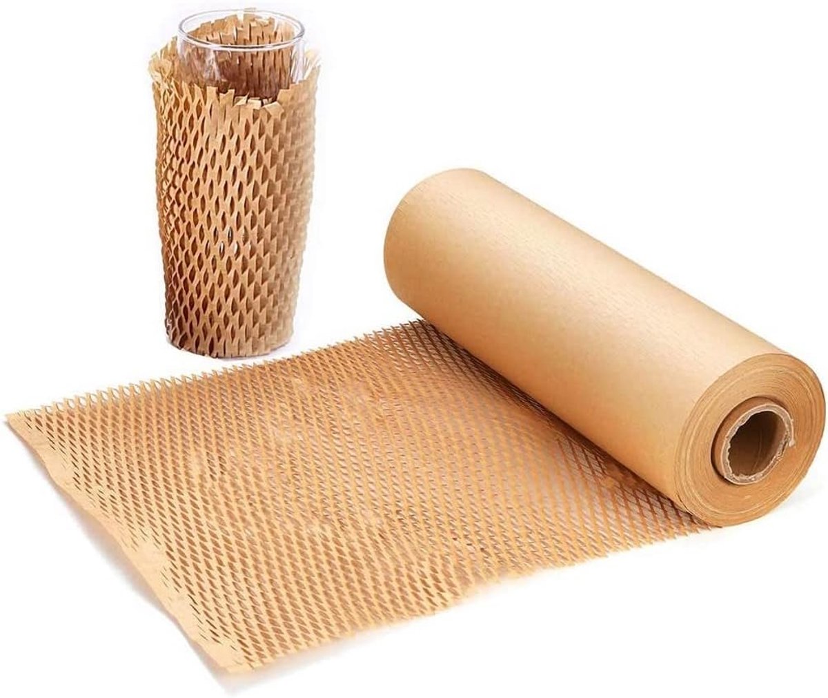 Honingraat Inpakpapier - Verpakkingspapier Demping Wrap - Breekbare Items Verpakken - Geen Schaar Nodig - 10 meter - Wit
