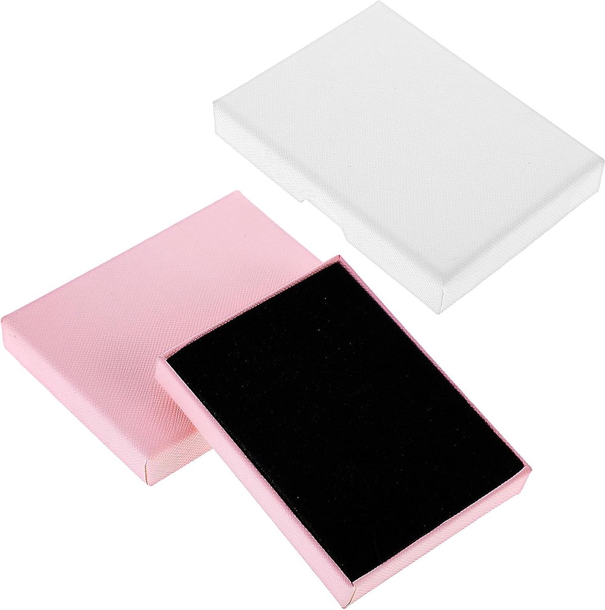 SnelShoppen - Set van 2 Kleine Juwelendoosjes met Deksels voor Kettingen, Ringen, Armbanden, Oorbellen - Wit en Roze - Ideaal voor Verjaardag, Huwelij