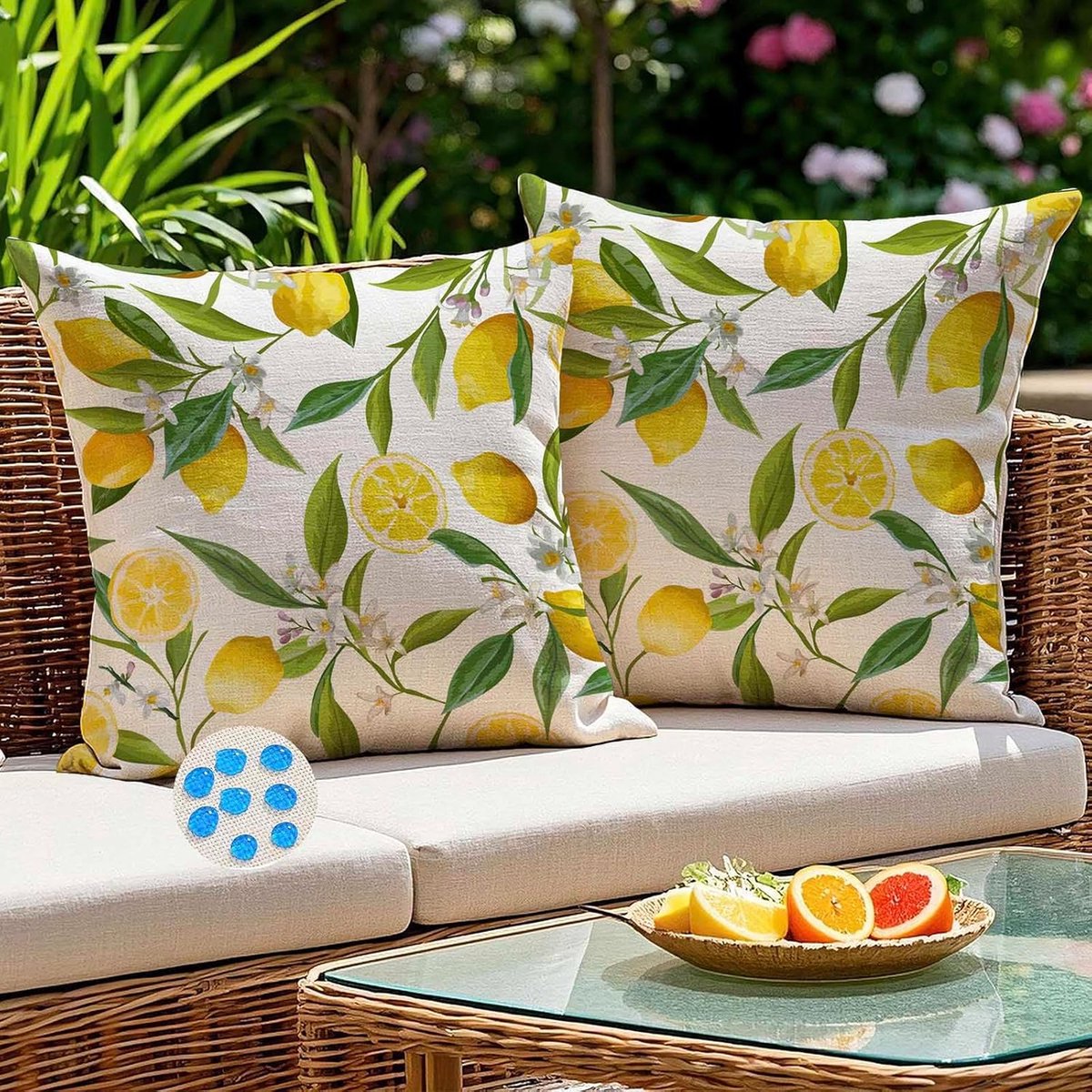 Weerbestendig Geel Citroenen Kussen 50x50 cm voor Tuin en Balkon