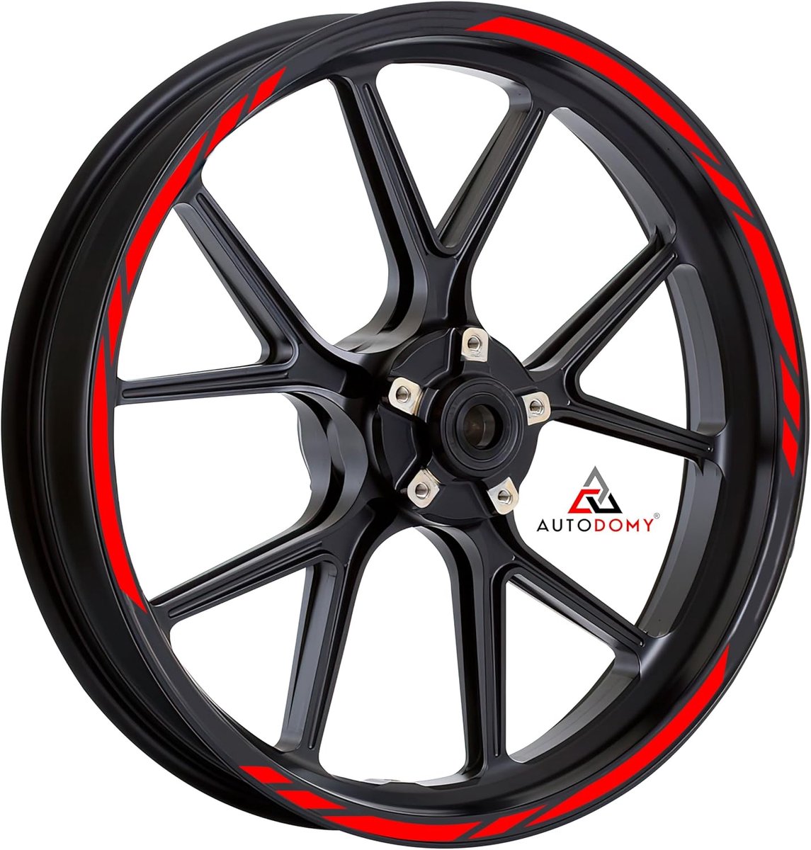 SnelShoppen - Autodomy Motorfiets Velgstickers Volledige Set voor 2 Wielen 15" tot 19" Inch | Weer- en Oliebestendige Velg Decals | Sportdesign Rood