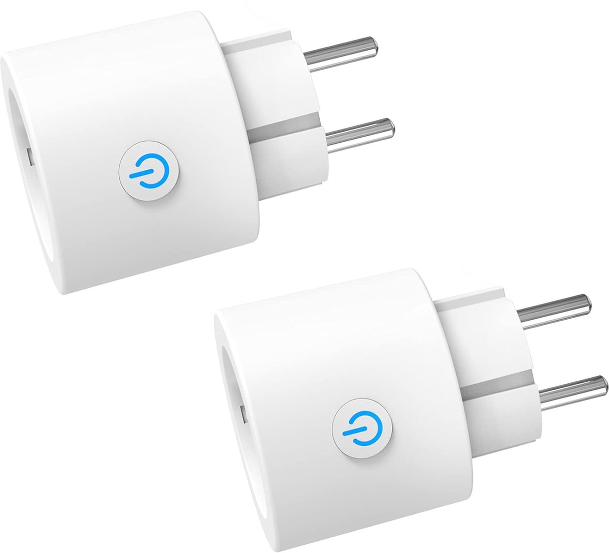 SnelShoppen - Smart Plug 16A 3680W Timer Stekker met Energie Meter en Schema's, Wifi 2.4GHz, Compatibel met Alexa en Google Assistant, Pack van 2
