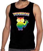 Yoehoe gay pride tanktop met knipogende uil zwart voor heren XL