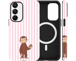 SnelShoppen - Xylota Magnetische Beschermhoes voor Samsung Galaxy A56 5G - Roze Strepenpatroon - Schokbestendig Siliconen - Compatibel met MagSafe - E