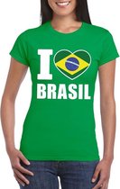 Groen I love Brazilie fan shirt dames XL