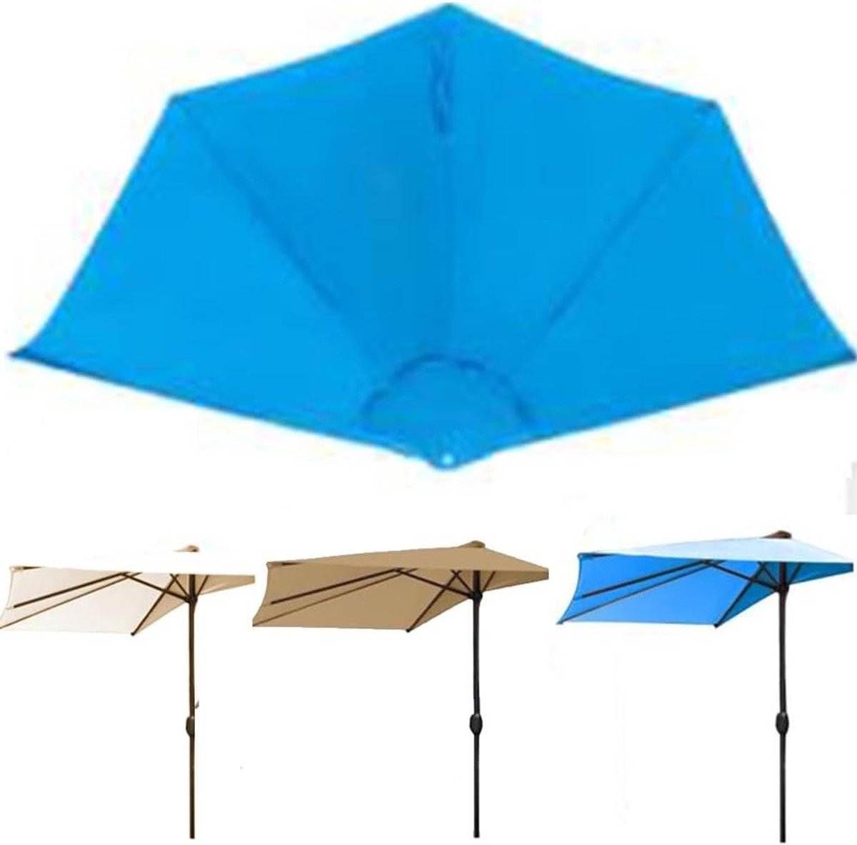 Parasolhoes Vervanging - Luifel Doek - Buiten Schaduw - Waterafstotend Polyester - 270 cm - Blauw