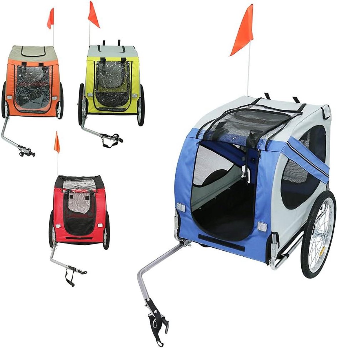 Fietskar voor Honden - Hondenaanhanger - Samen op pad - Opvouwbaar ontwerp - Max 40 kg - Rood-zwart