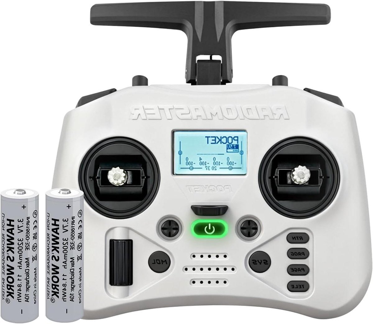 Afstandsbediening Zender - Draagbare Controller - Model Vliegtuig Besturen - Hall Effect Gimbals - 288 gram - Wit