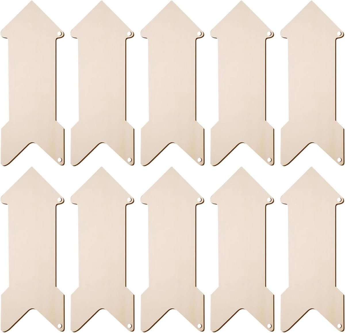 Houten Pijlvormige Bordjes - Decoratie Borden - Woondecoratie - Onbeperkte Creativiteit - 10 Stuks - Houtkleur