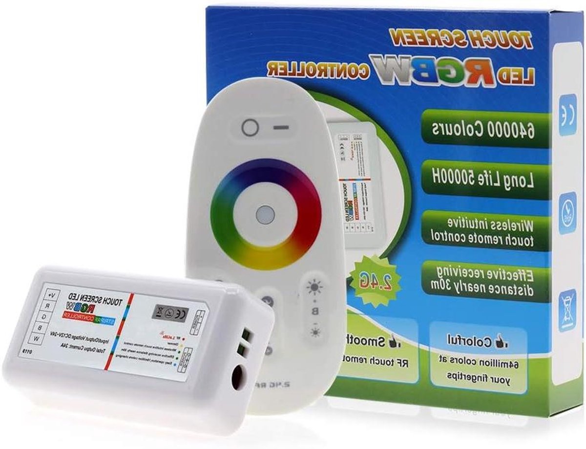 LED Controller - RGBW Afstandsbediening - Sfeerverlichting Instellen - Touchscreen Bediening - 12-24V - Zwart