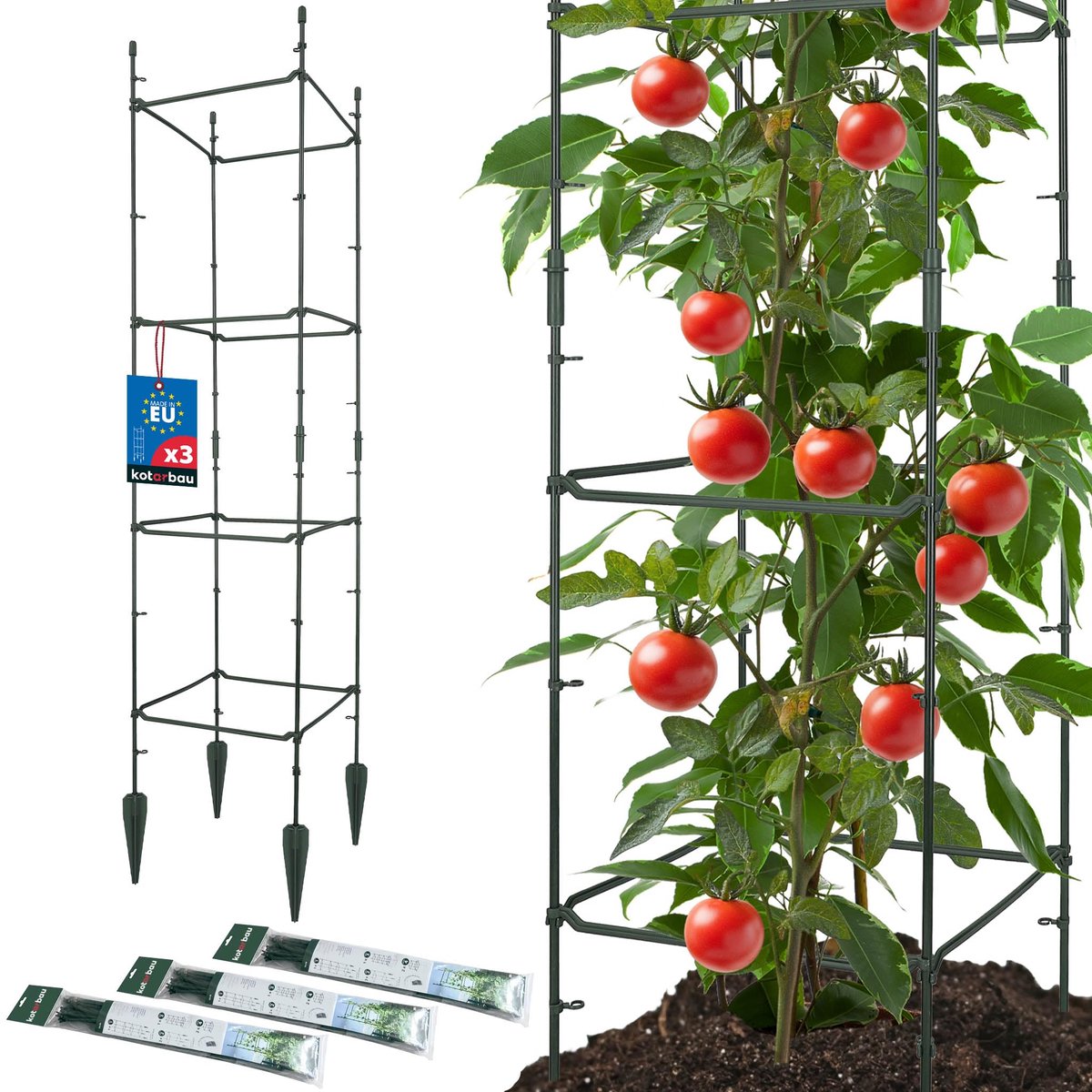KOTARBAU 3 StuksPlantensteun, Klimplantensteun, Plantengeleider 29x29x120cm, PVC