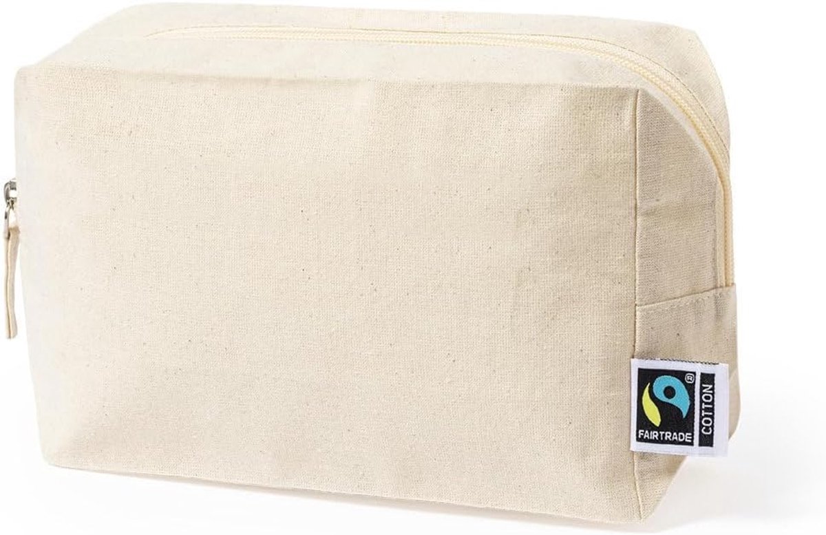 Thijox - Nature Toilettas Fairtrade Biologisch Katoen 180 g/m² 20,5 x 14 x 7,5 cm Bruin - Duurzame Reisaccessoires voor Camping, Vakantie en Dagelijks